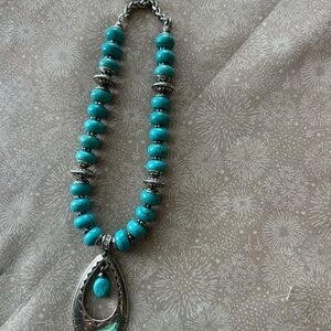 Brighton Santa Fe Bead Turquoise Pendant Necklace 16-18”